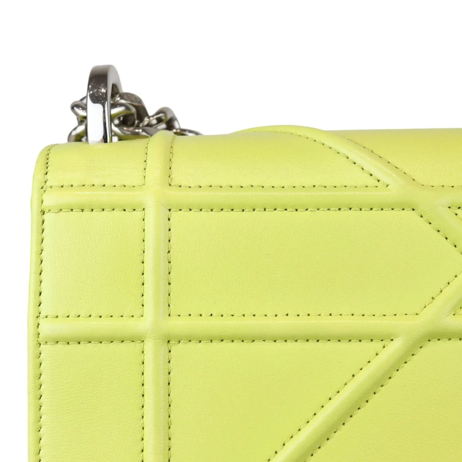 Christian Dior Diorama Flap Medium Calfskin Yellow Silver Tone Hardware