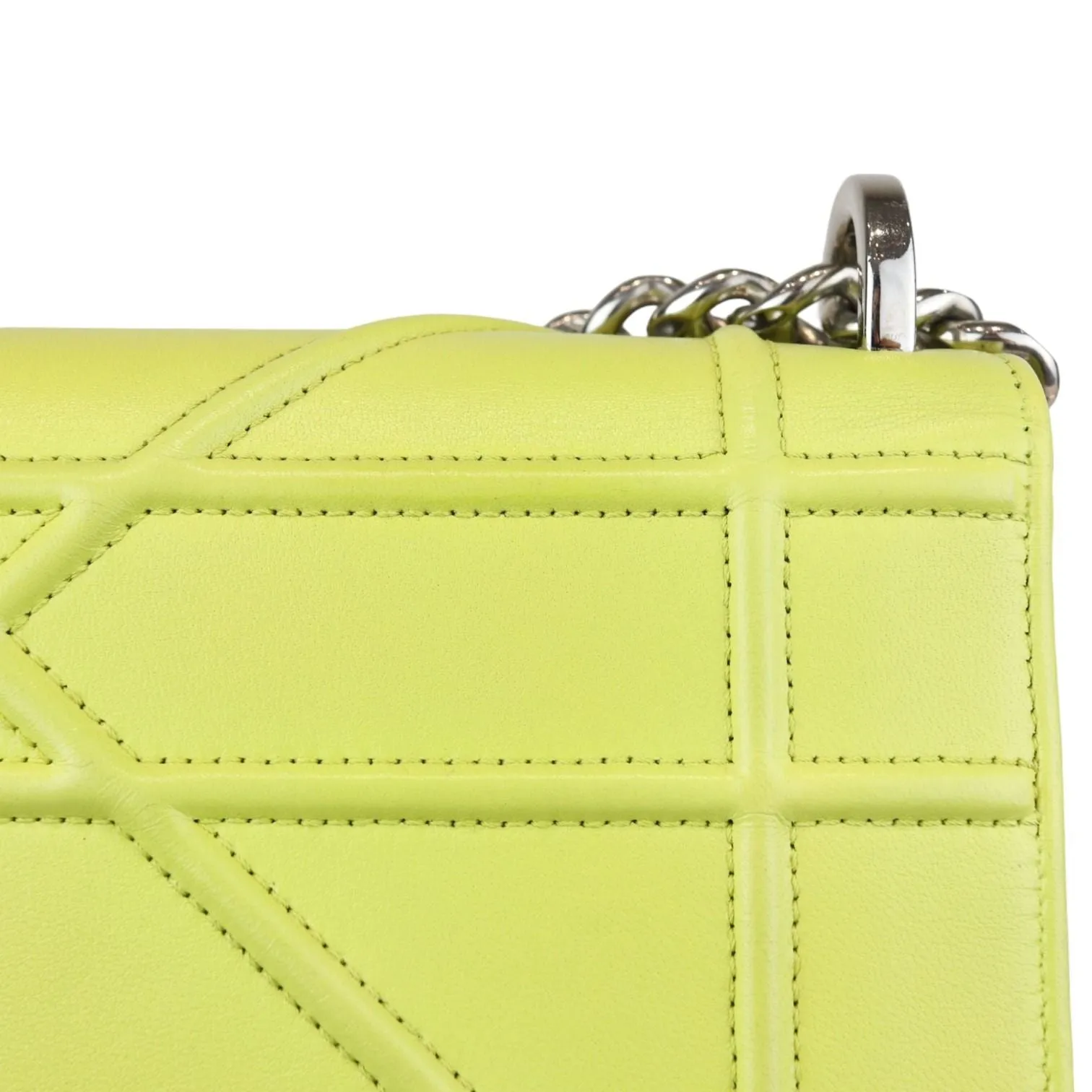 Christian Dior Diorama Flap Medium Calfskin Yellow Silver Tone Hardware