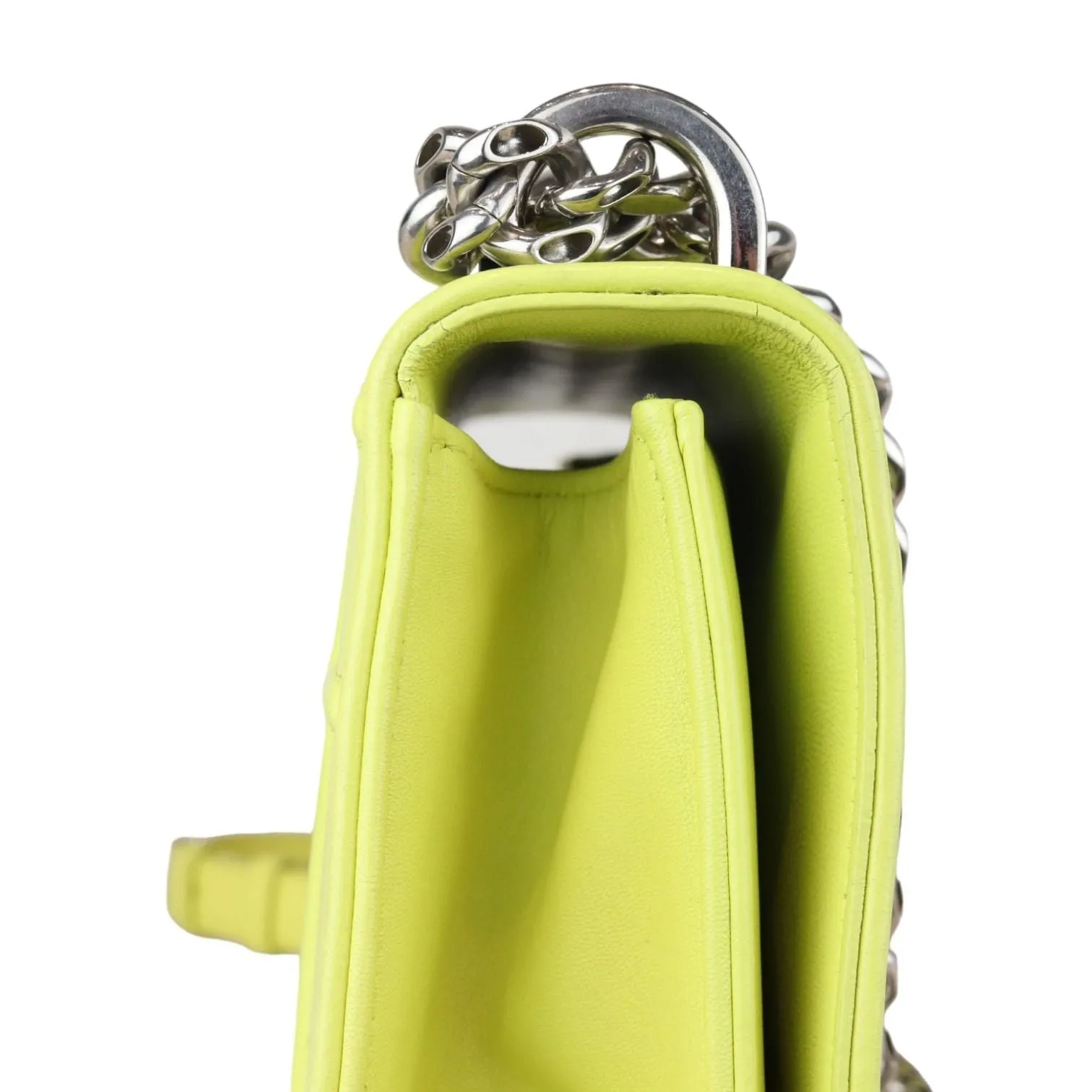 Christian Dior Diorama Flap Medium Calfskin Yellow Silver Tone Hardware