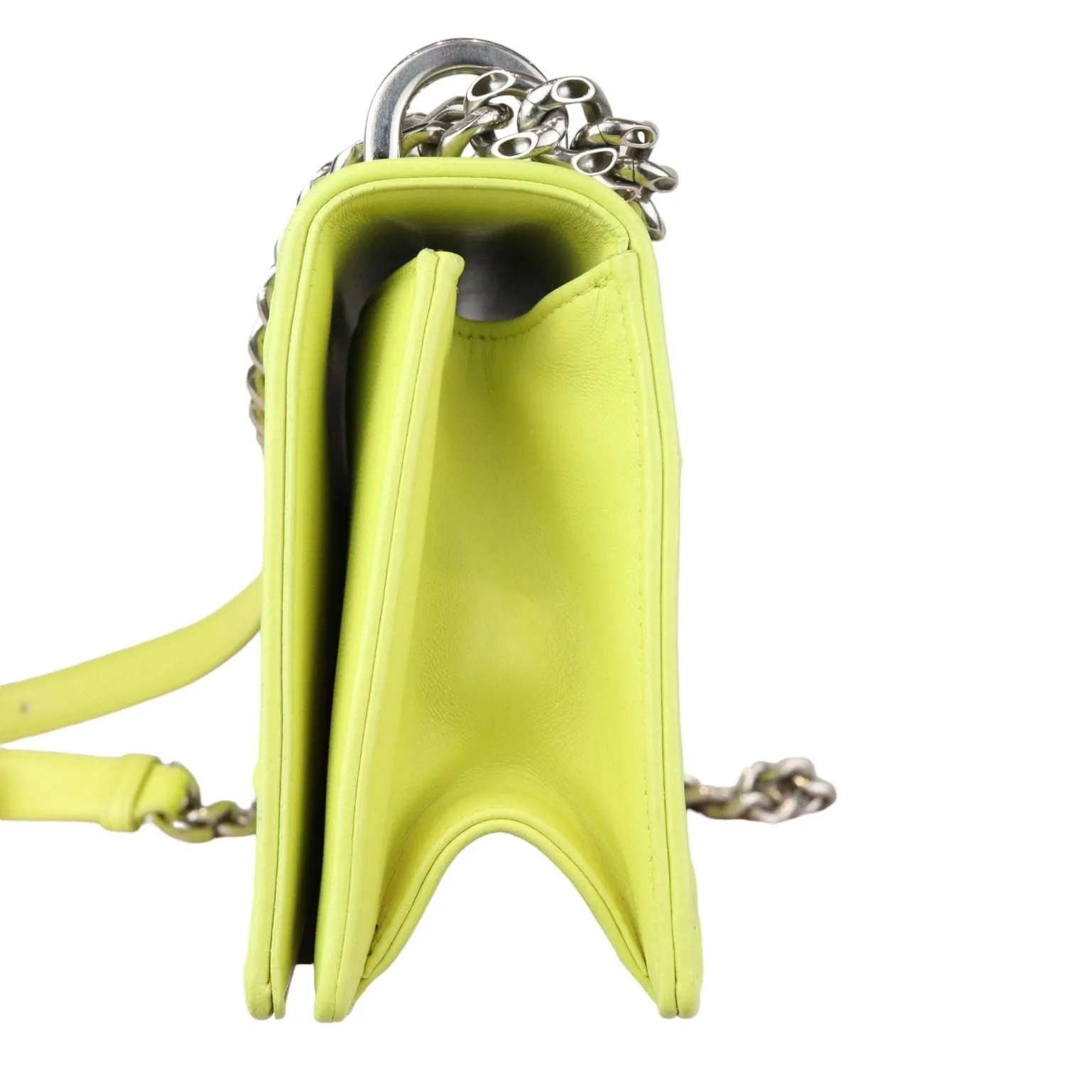 Christian Dior Diorama Flap Medium Calfskin Yellow Silver Tone Hardware