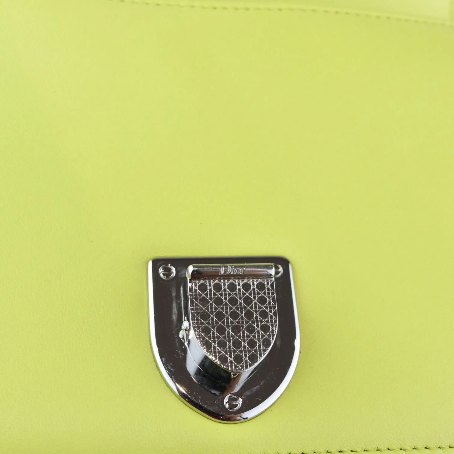 Christian Dior Diorama Flap Medium Calfskin Yellow Silver Tone Hardware