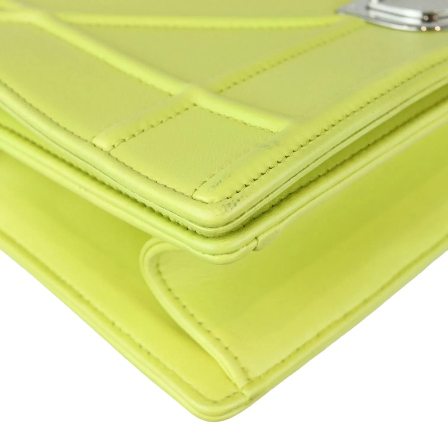 Christian Dior Diorama Flap Medium Calfskin Yellow Silver Tone Hardware