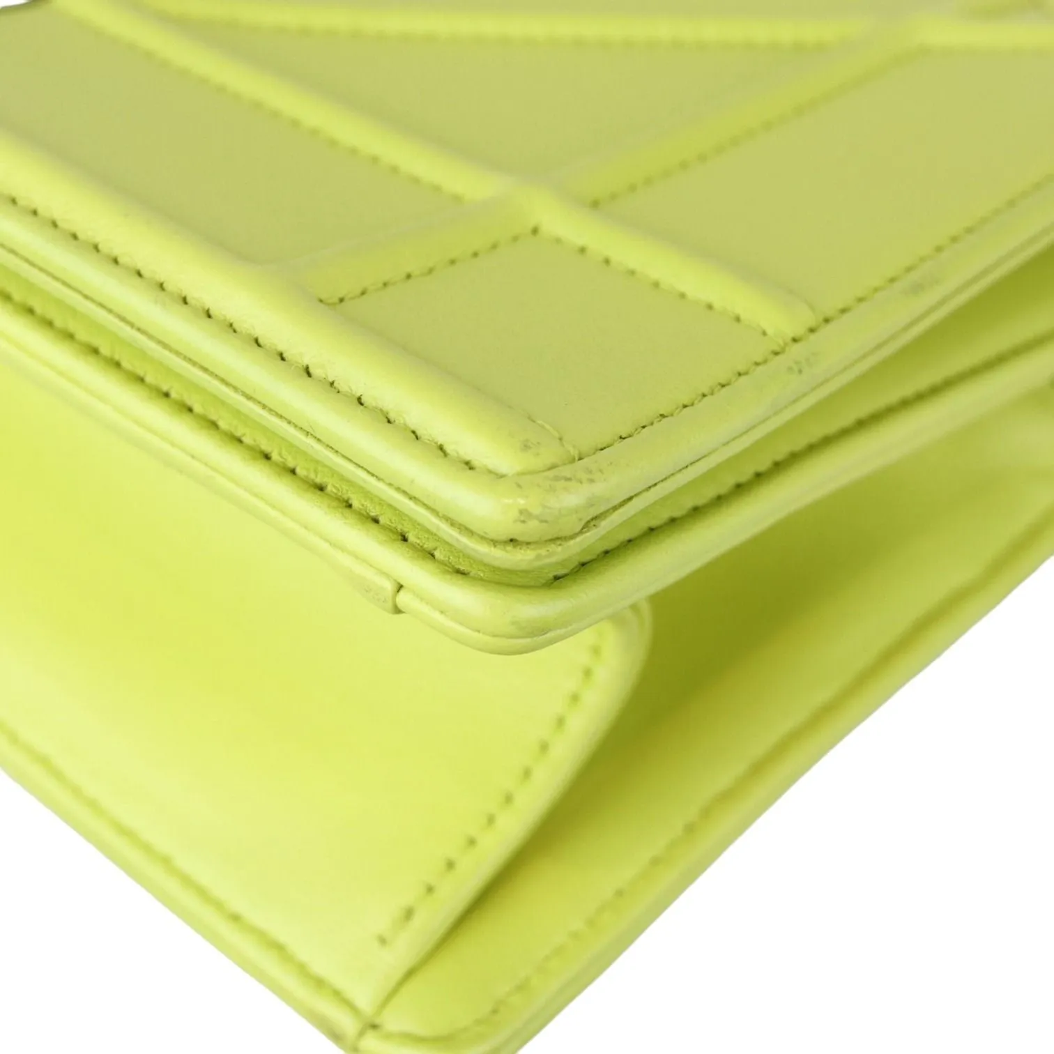 Christian Dior Diorama Flap Medium Calfskin Yellow Silver Tone Hardware