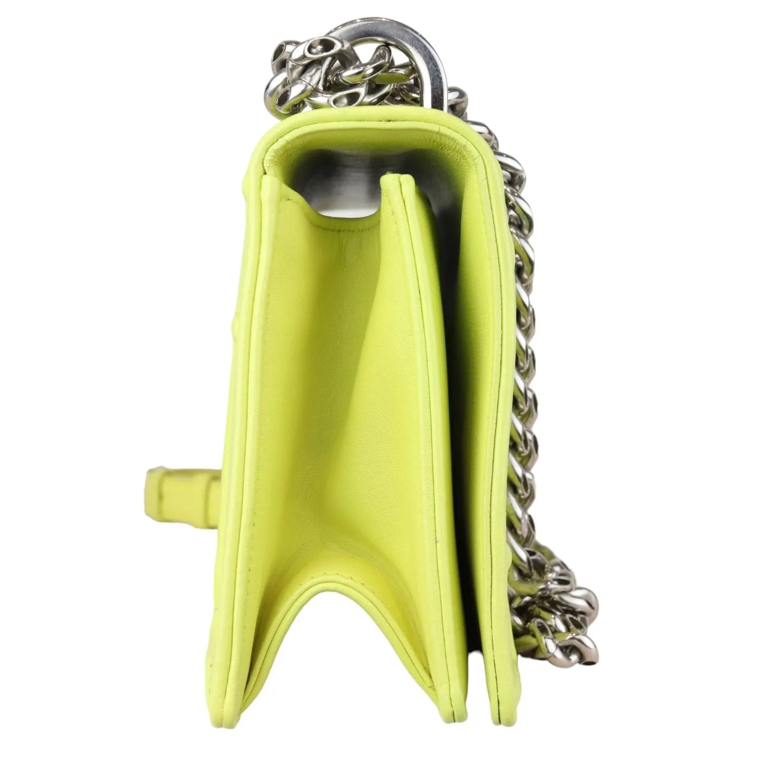 Christian Dior Diorama Flap Medium Calfskin Yellow Silver Tone Hardware