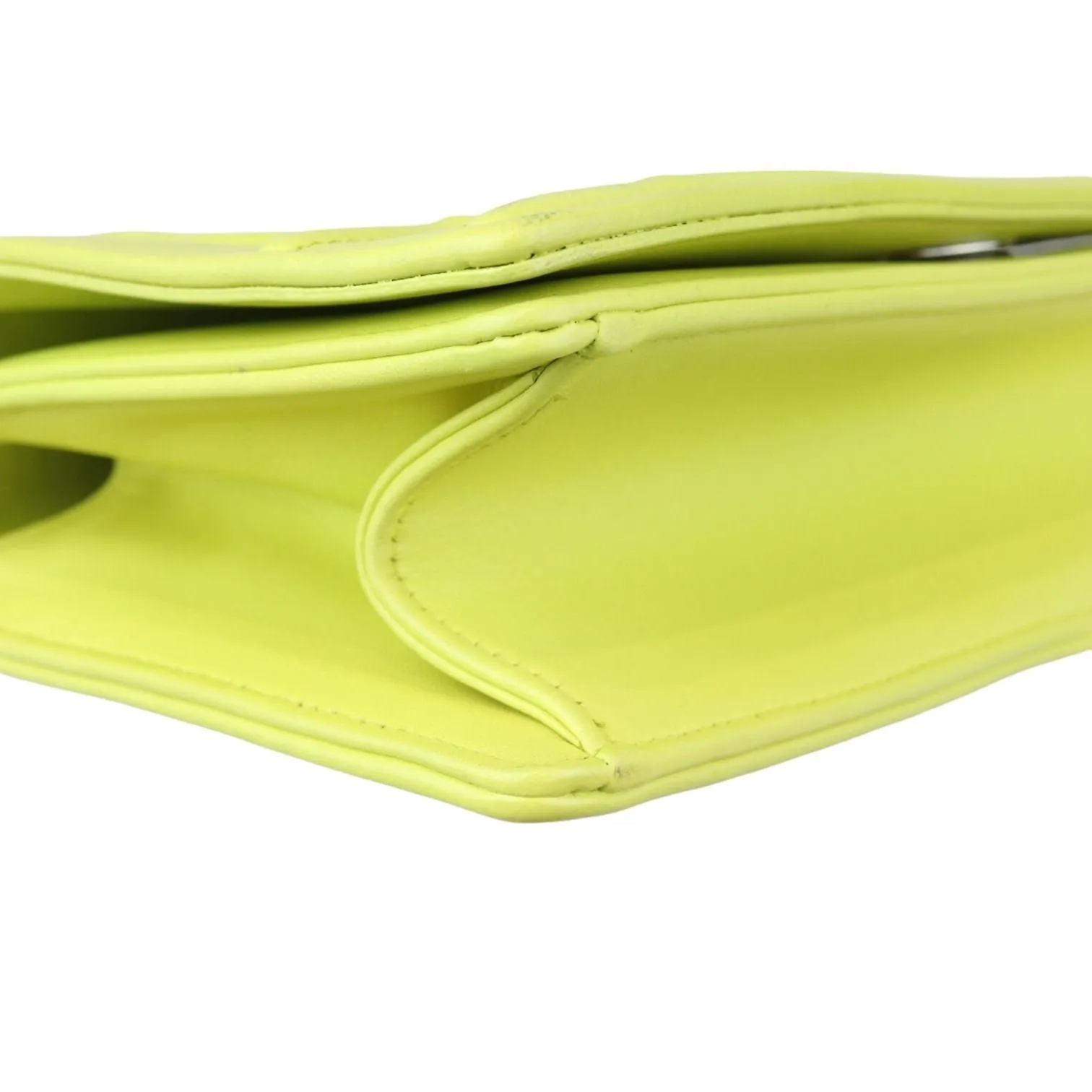 Christian Dior Diorama Flap Medium Calfskin Yellow Silver Tone Hardware