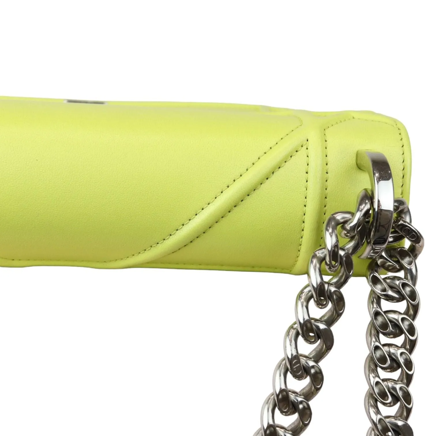 Christian Dior Diorama Flap Medium Calfskin Yellow Silver Tone Hardware