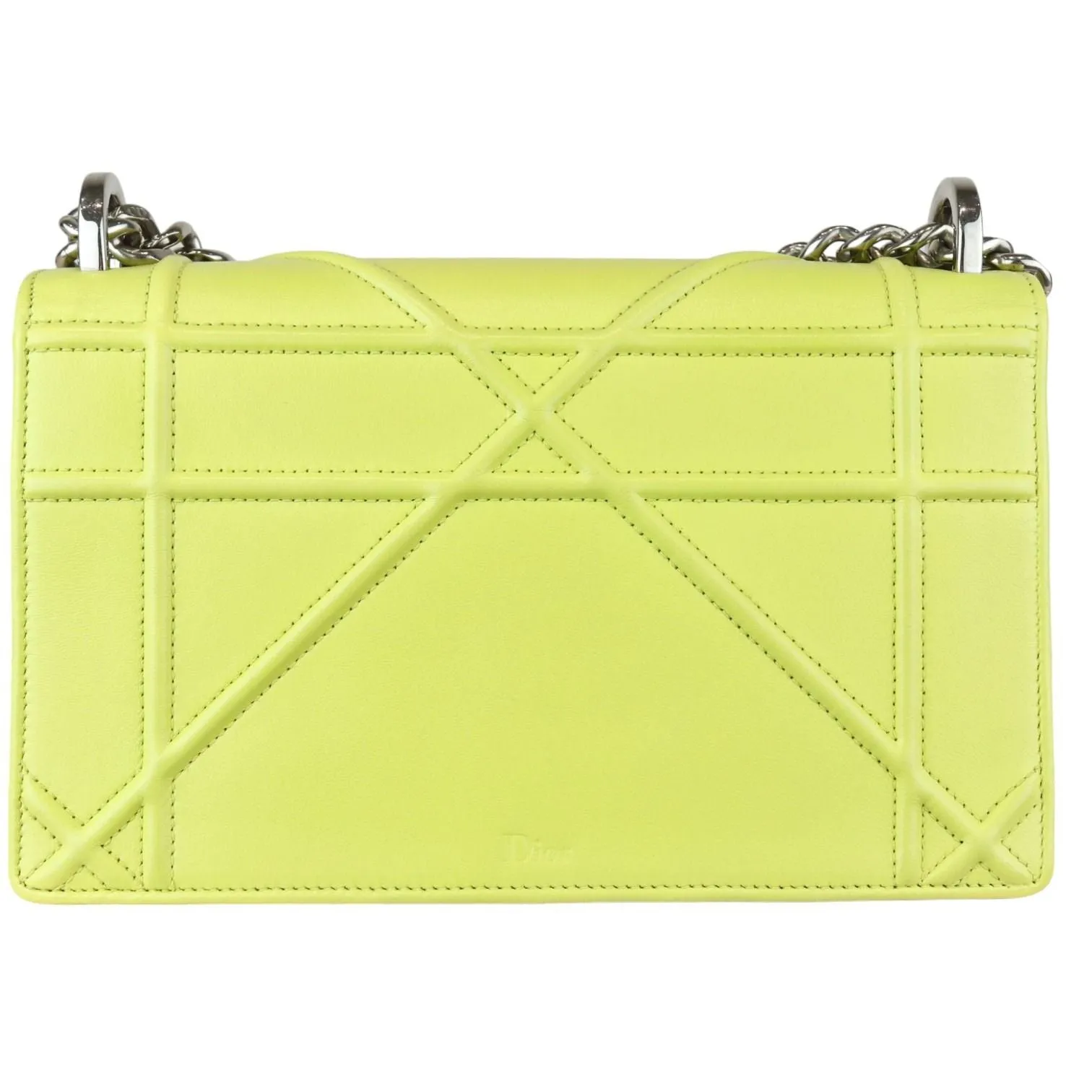 Christian Dior Diorama Flap Medium Calfskin Yellow Silver Tone Hardware