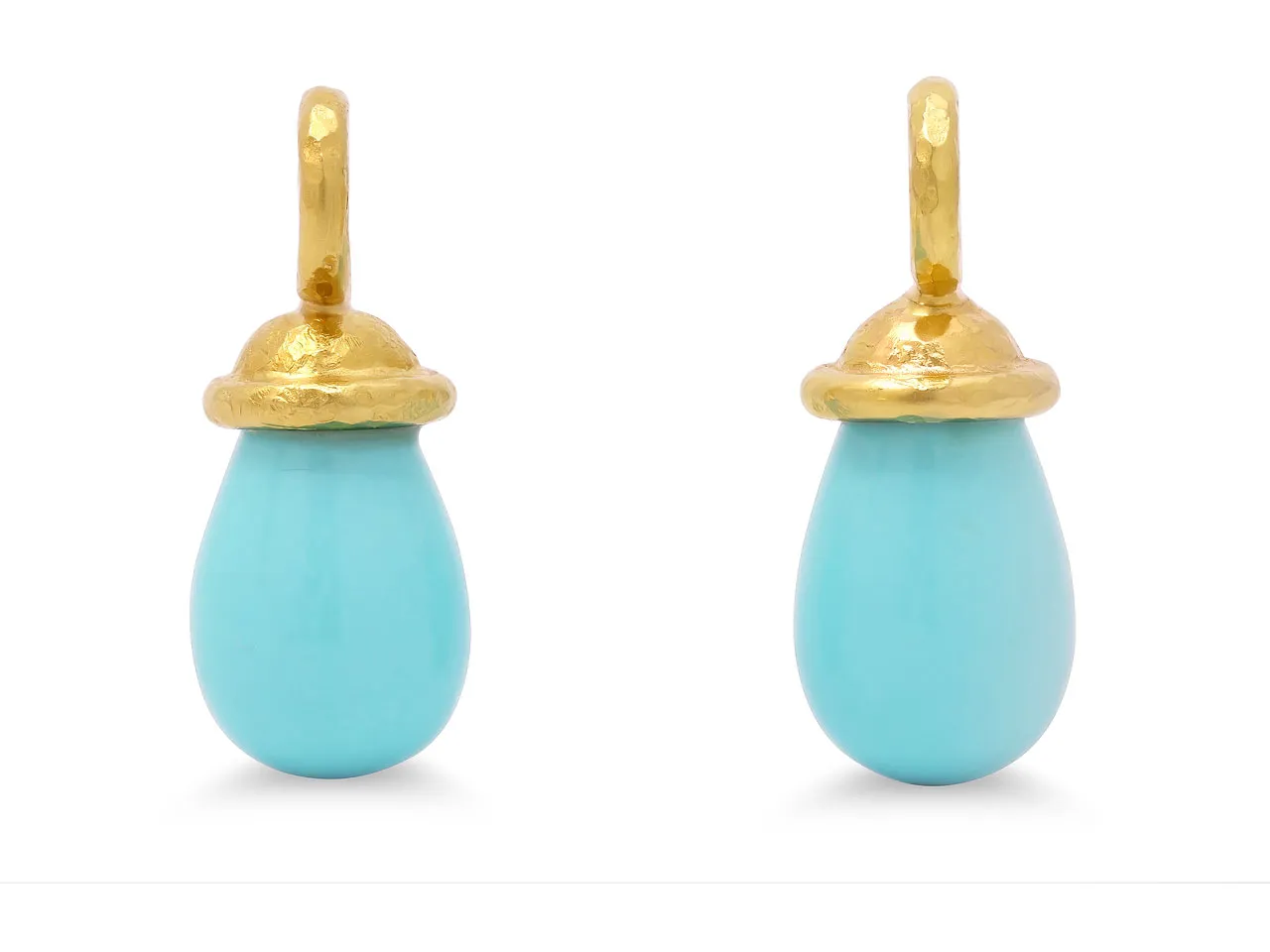 Elizabeth Locke Turquoise Earrings Charms in 19K Gold