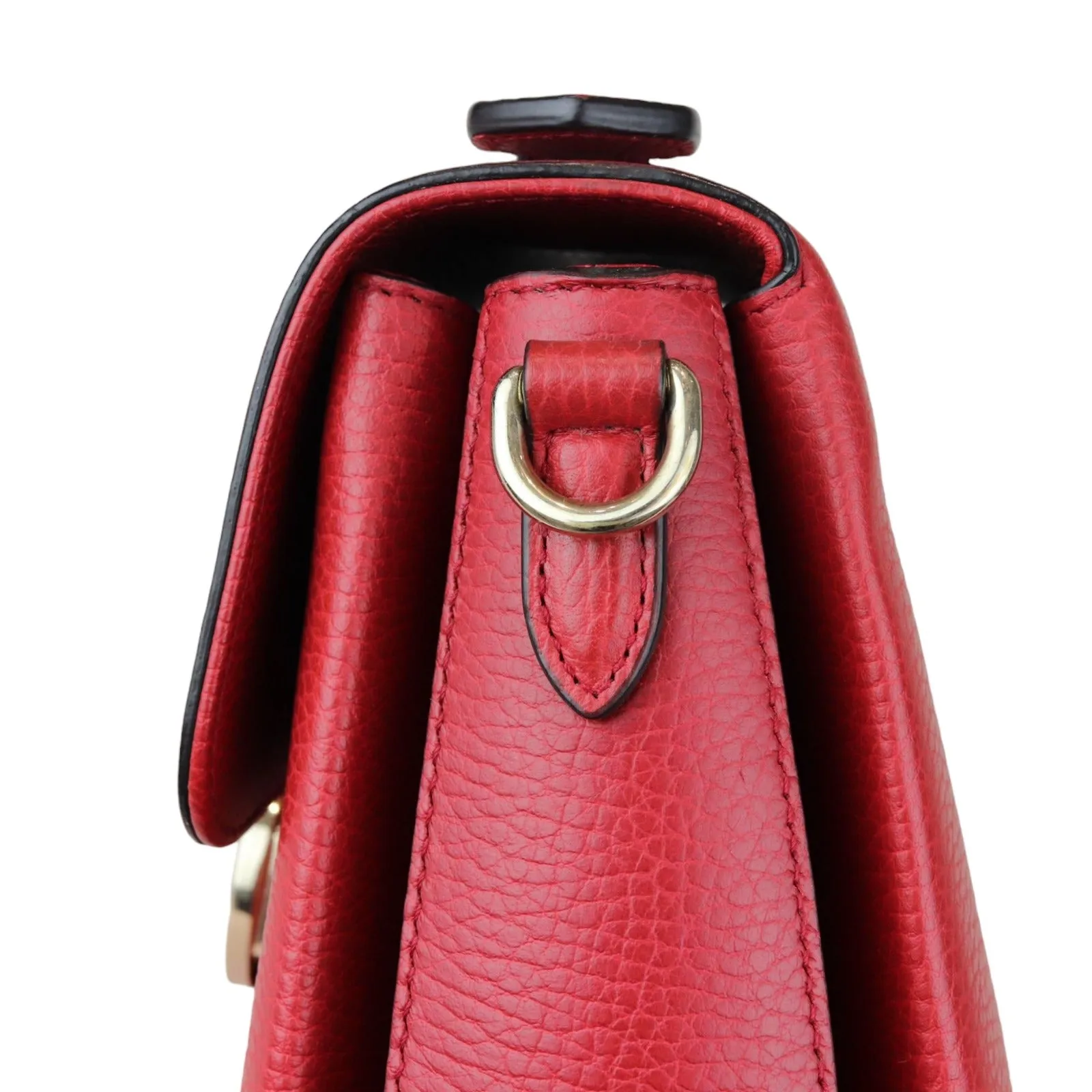 Gucci Dollar Interlocking G Top Handle Medium Calfskin Red Gold Hardware