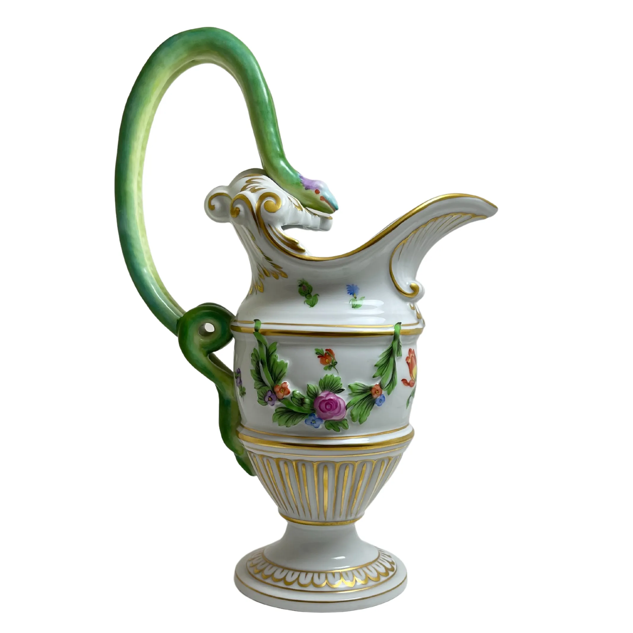 Herend 'Printemps' Double Snake Handle Pitcher #6625C