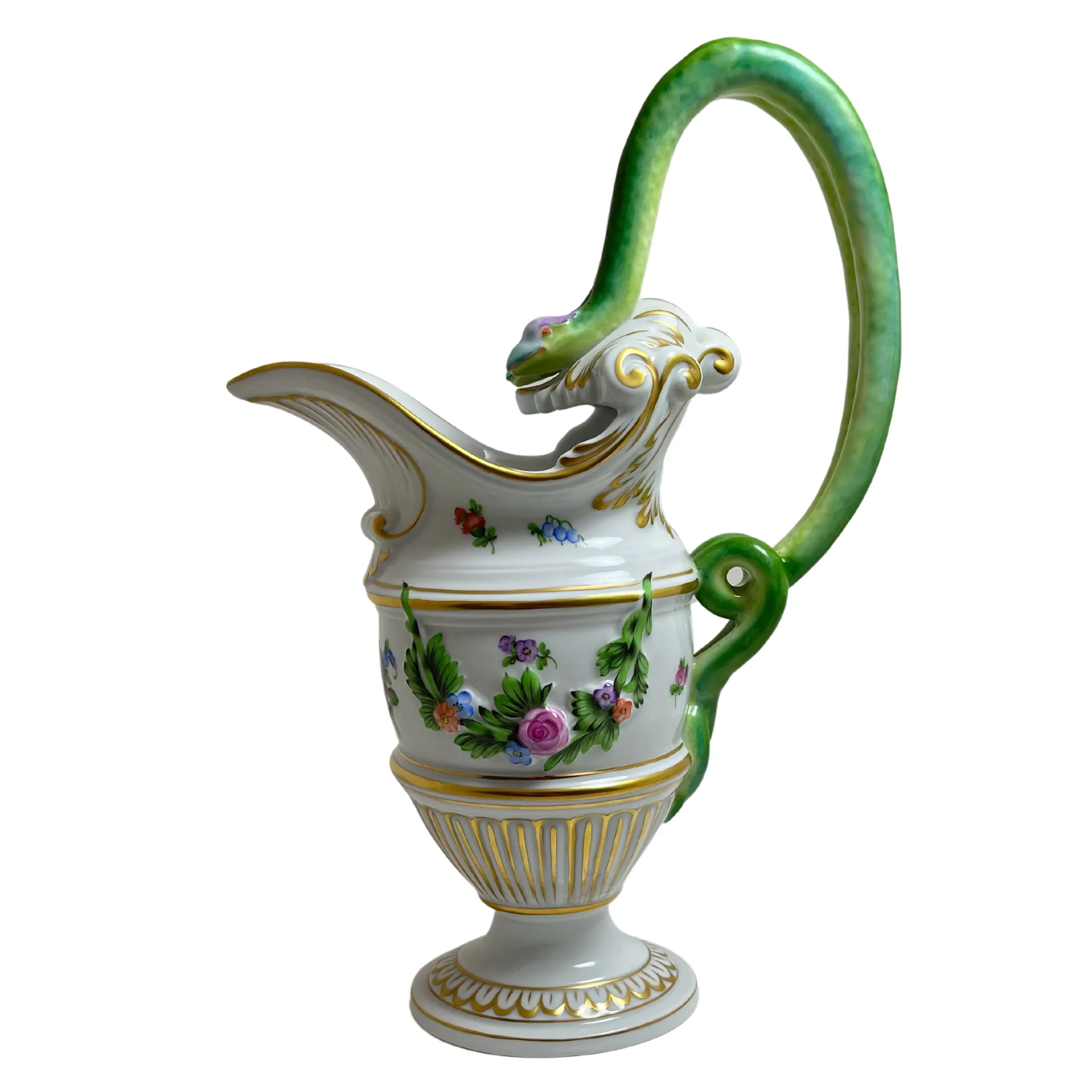 Herend 'Printemps' Double Snake Handle Pitcher #6625C
