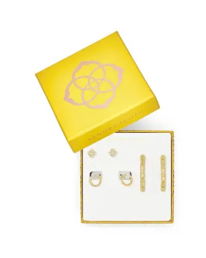 MAGGIE SMALL HOOPS, MAGGIE HUGGIES, & RUE STUDS GIFT SET IN GOLD 4217717868
