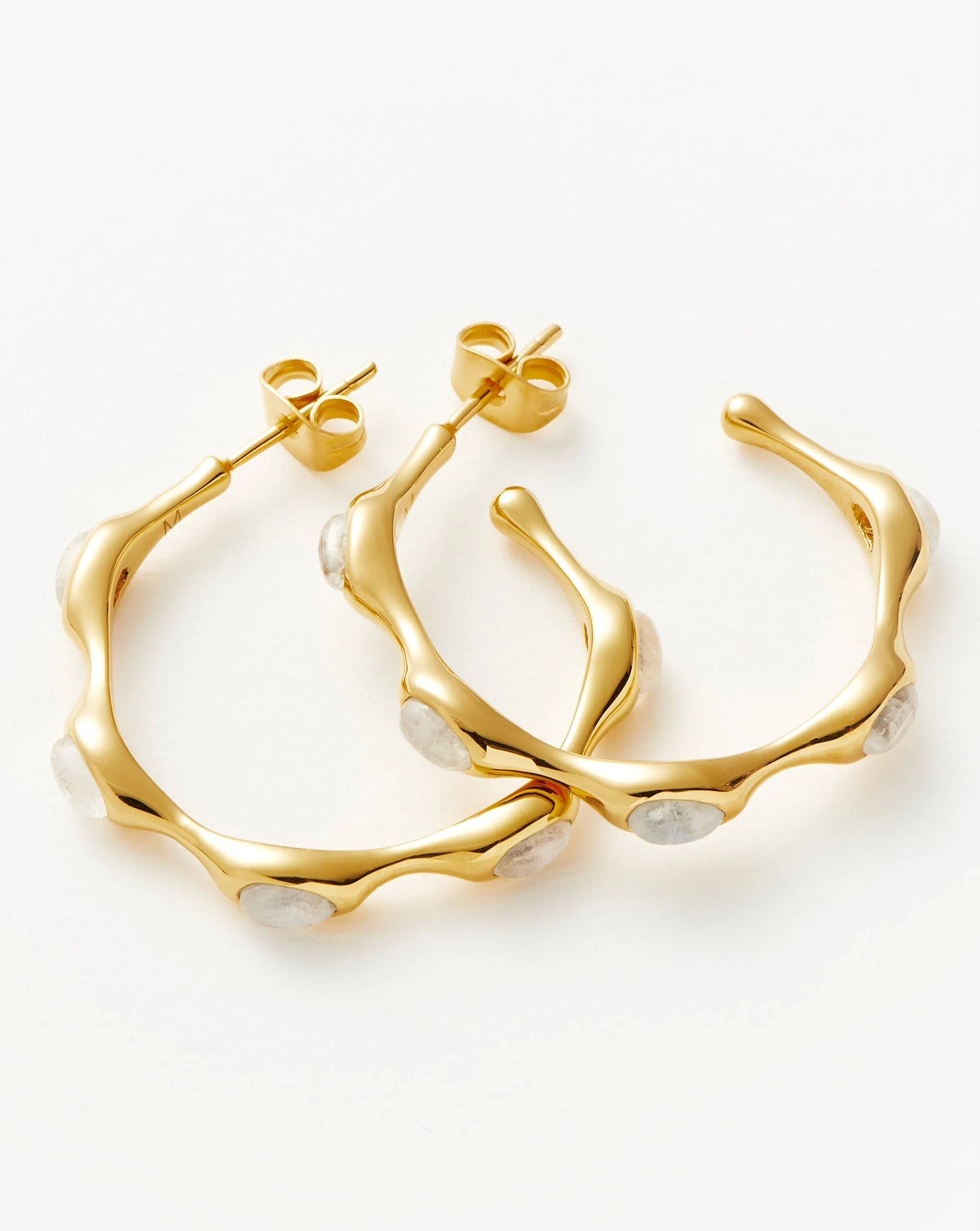 Magma Gemstone Medium Hoop Earrings | 18k Recycled Gold Plated on Recycled Sterling Silver