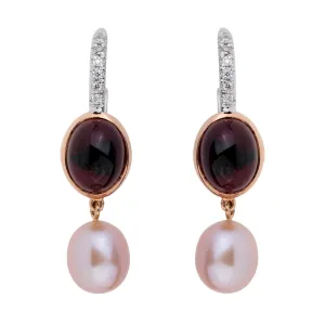 Mimi Milano Garnet Pearl Diamond 18k Rose Gold Earrings
