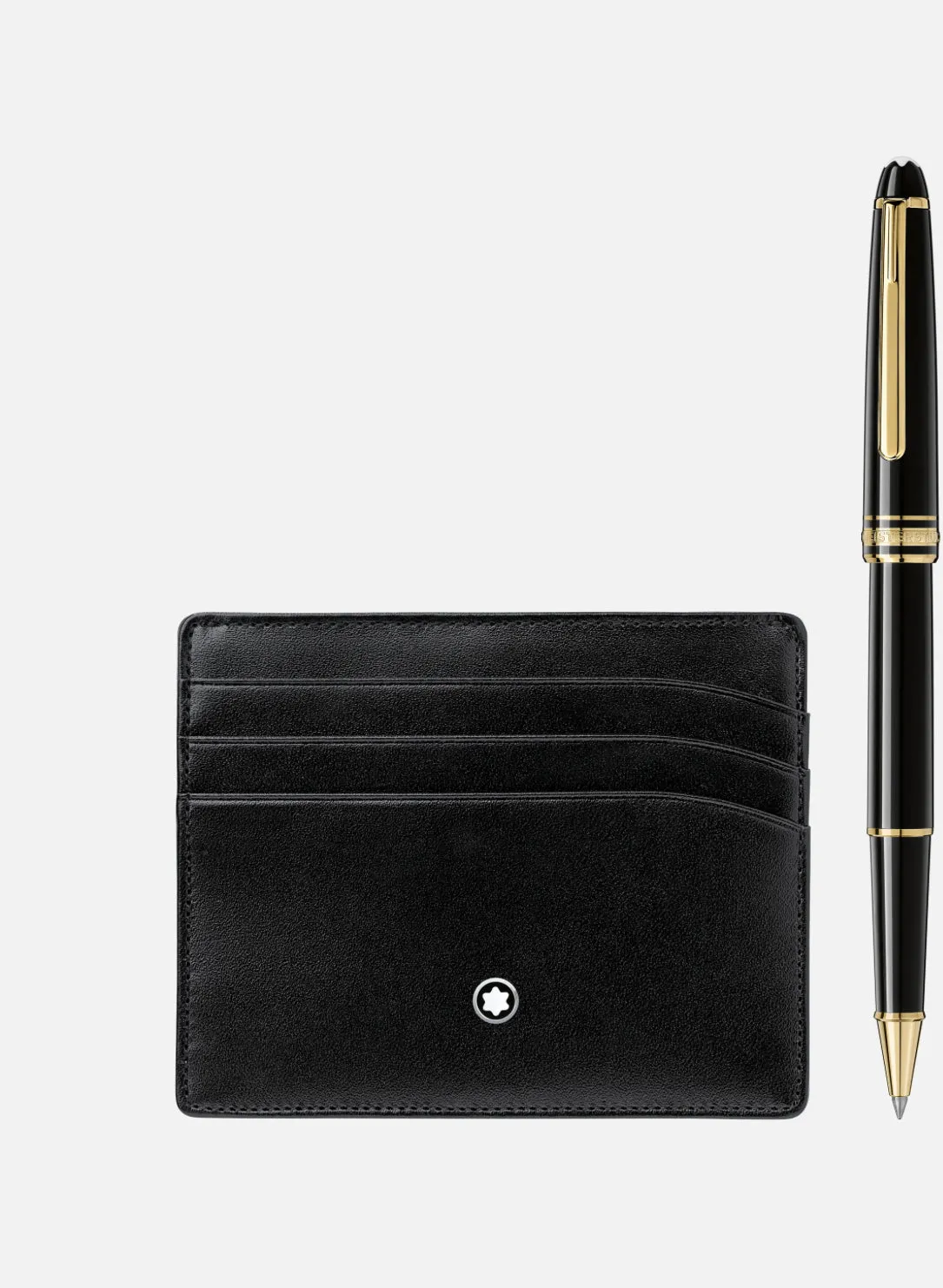 Montblanc-GIFT SET WITH MEISTERSTCK GOLD LINE CLASSIQUE ROLLERBALL AND POCKET HOLDER 6CC 123752