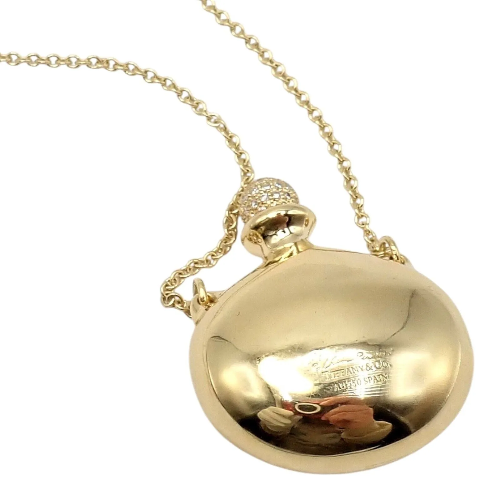 Rare! Tiffany & Co Peretti 18k Yellow Gold Diamond Extra Large Bottle Necklace