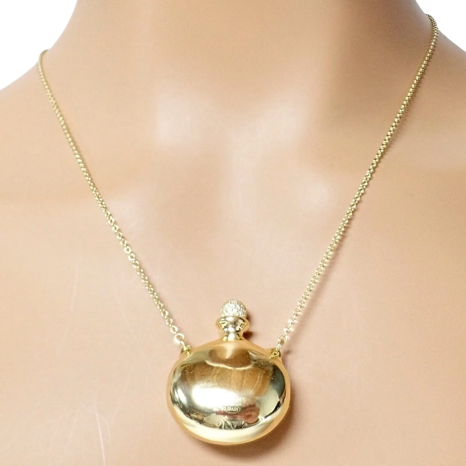 Rare! Tiffany & Co Peretti 18k Yellow Gold Diamond Extra Large Bottle Necklace