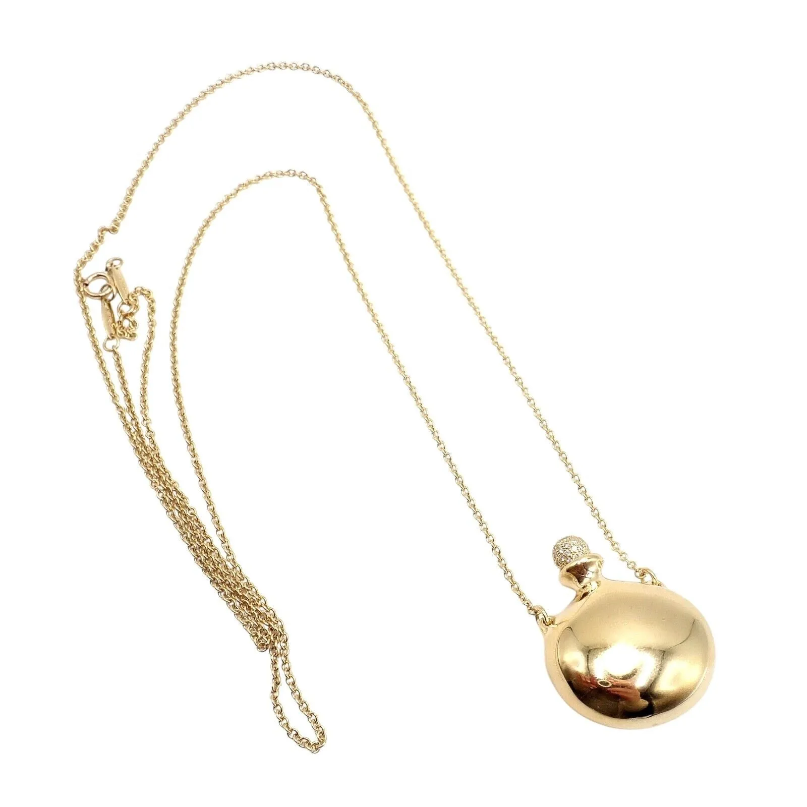 Rare! Tiffany & Co Peretti 18k Yellow Gold Diamond Extra Large Bottle Necklace