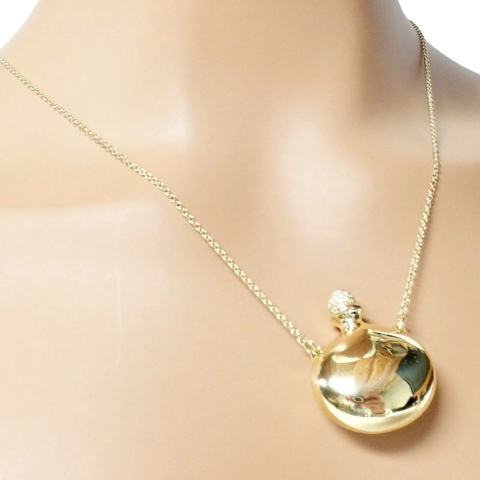 Rare! Tiffany & Co Peretti 18k Yellow Gold Diamond Extra Large Bottle Necklace