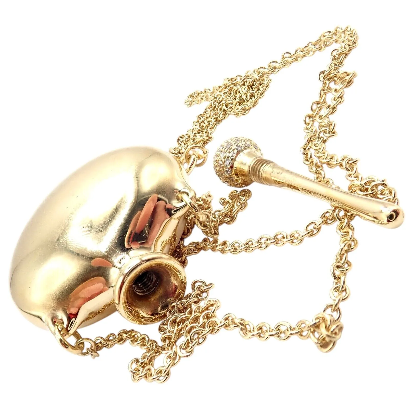Rare! Tiffany & Co Peretti 18k Yellow Gold Diamond Extra Large Bottle Necklace