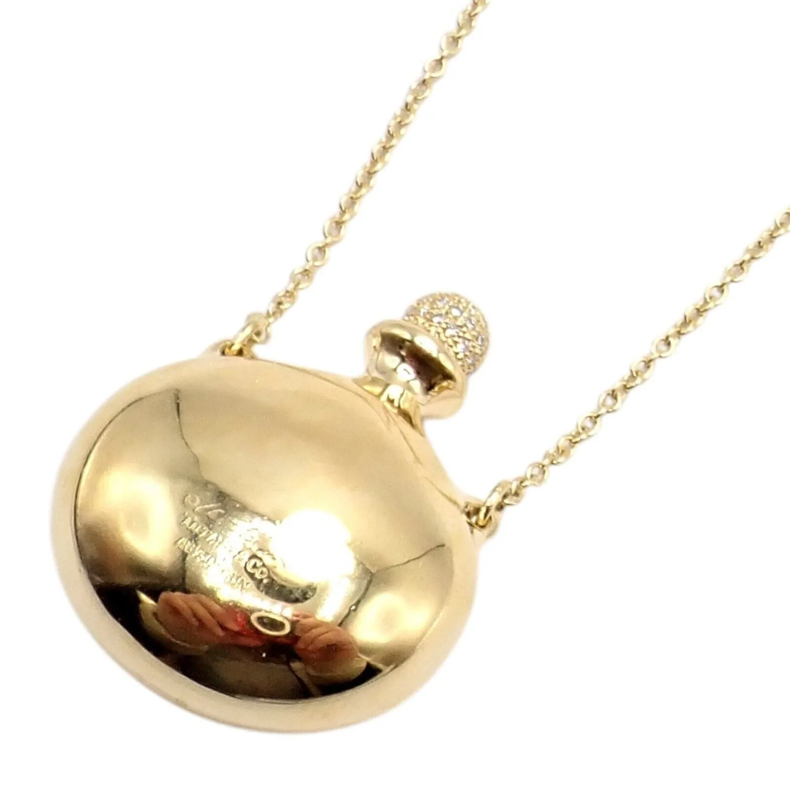 Rare! Tiffany & Co Peretti 18k Yellow Gold Diamond Extra Large Bottle Necklace