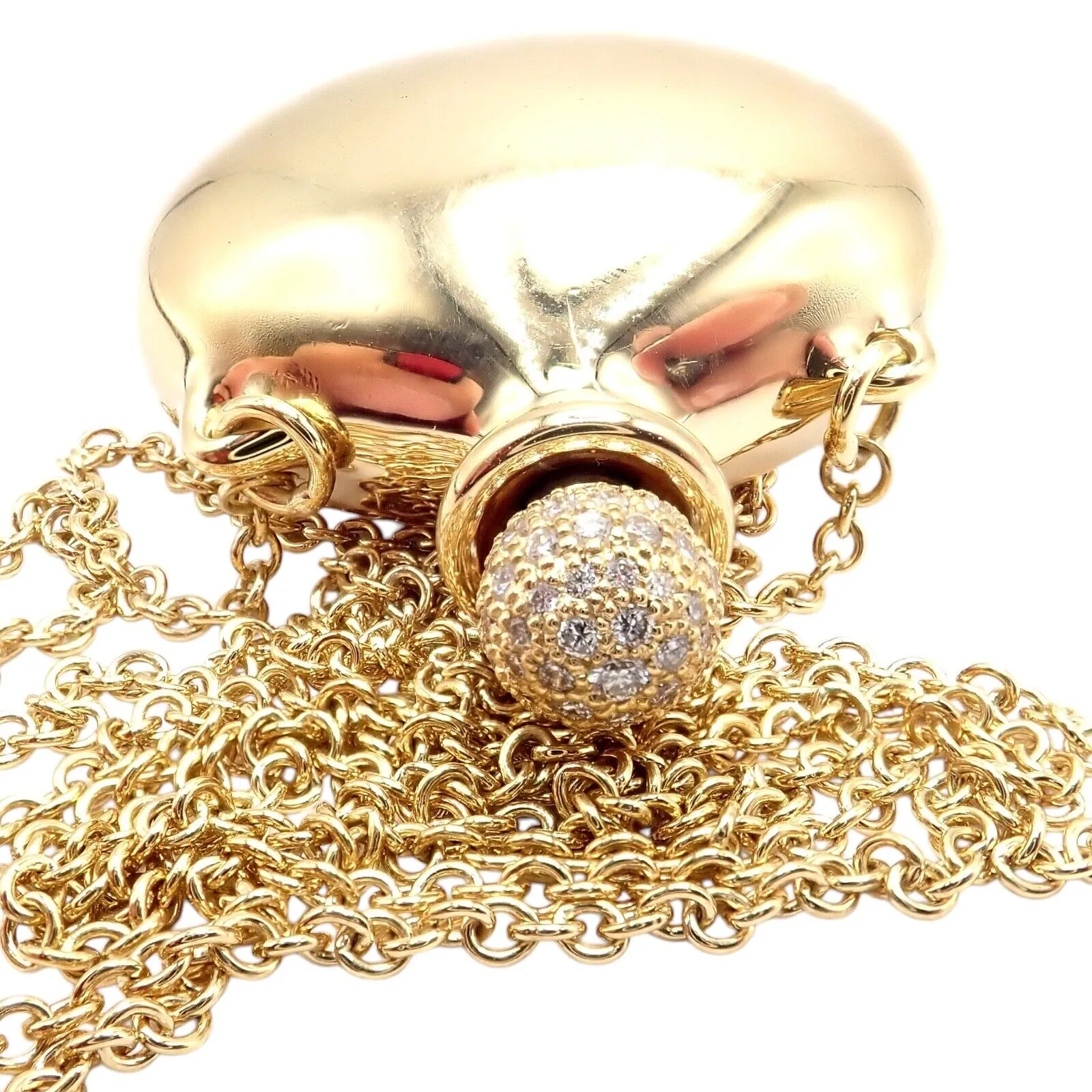 Rare! Tiffany & Co Peretti 18k Yellow Gold Diamond Extra Large Bottle Necklace