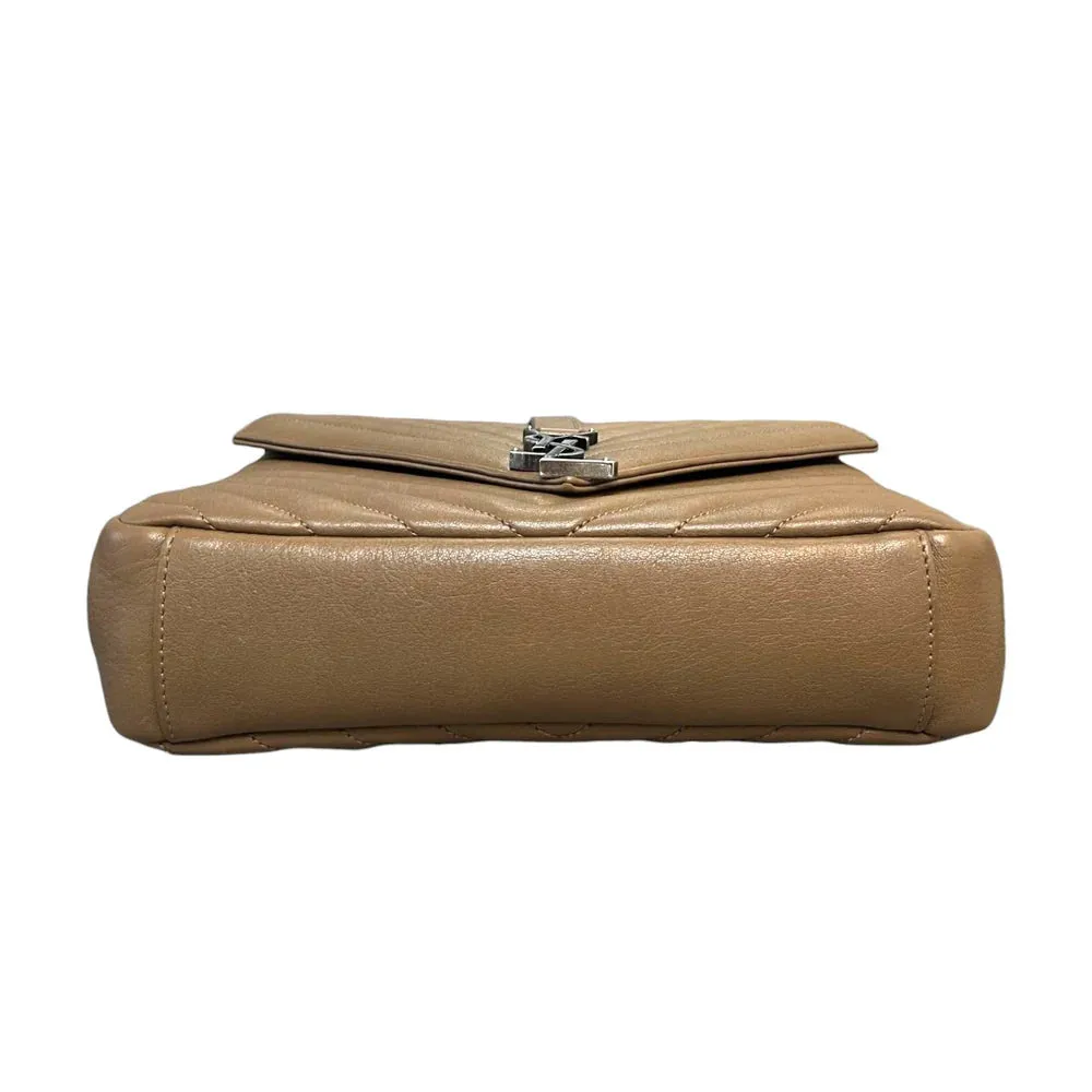Saint Laurent Medium College Bag Sheepskin Matelasse Chevron Monogram