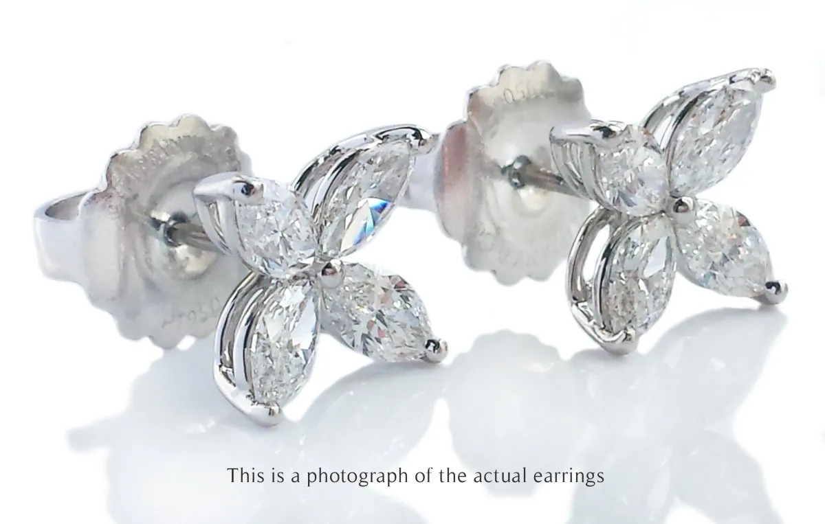 Tiffany & Co. 1.62ct Victoria Marquise Cut Diamond Earrings  Large