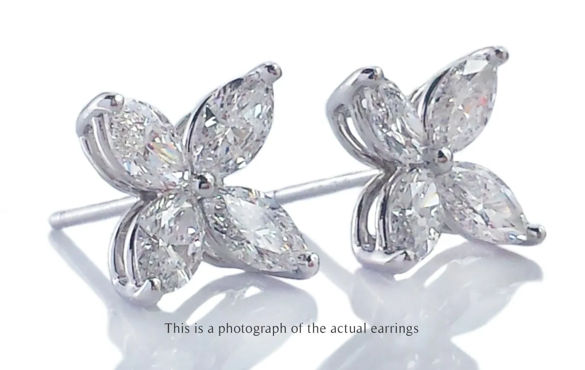 Tiffany & Co. 1.62ct Victoria Marquise Cut Diamond Earrings  Large