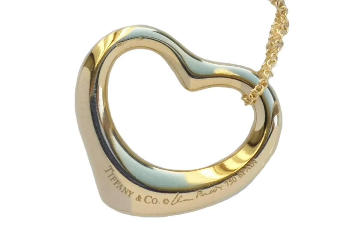 Tiffany & Co. Diamond & 18k Gold Open Heart Pendant by Elsa Peretti