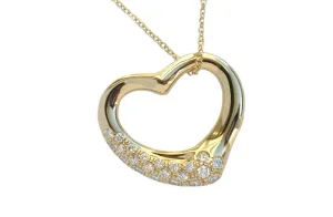 Tiffany & Co. Diamond & 18k Gold Open Heart Pendant by Elsa Peretti