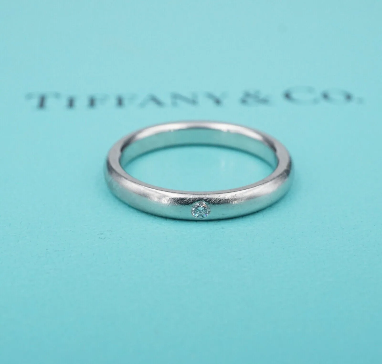 Tiffany & Co. Elsa Peretti Platinum Diamond Wedding Band Ring Sz 6 2.7mm RG4223