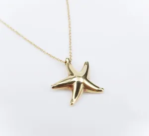 Tiffany & Co Elsa Peretti Starfish Necklace 18k Gold Pendant 16" 0.8mm NG1557