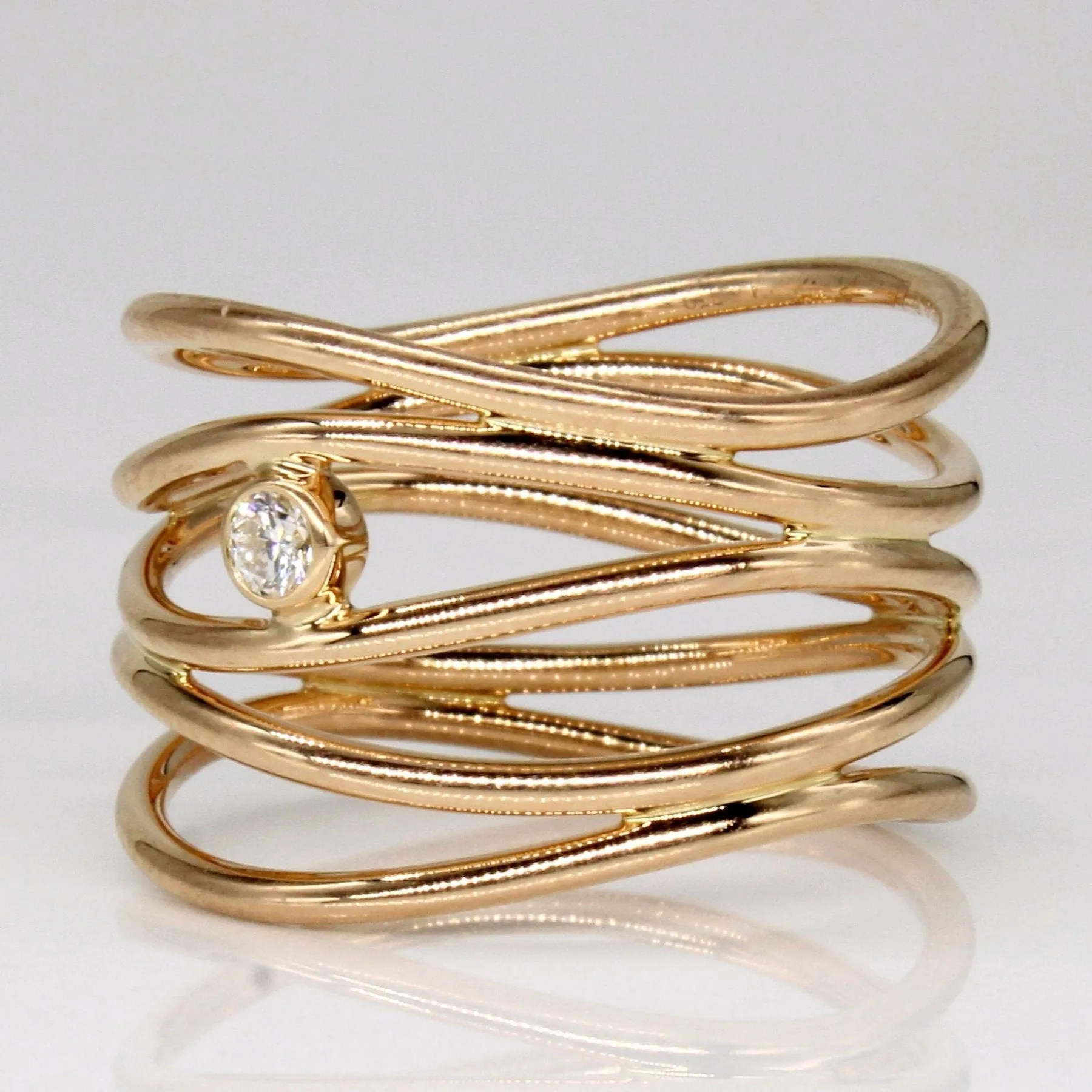 'Tiffany & Co' Elsa Peretti Wave Five-Row Diamond Ring | 0.05ct | SZ 6.25 |