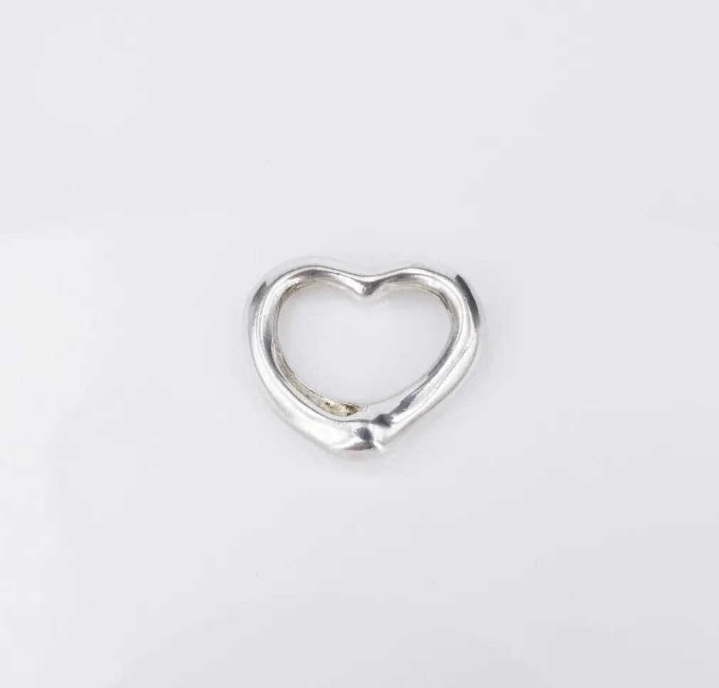Tiffany & Co Open Heart Pendant Elsa Peretti Sterling Silver 21mm PS2153