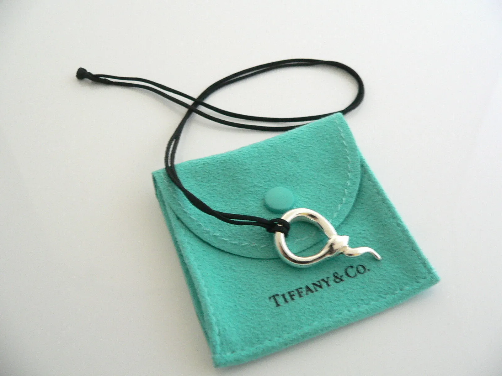 Tiffany & Co Peretti Snake Necklace Pendant Charm 18 In Silk Cord Nature Gift