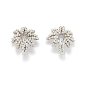 Tiffany & Co. Post-1980s Platinum & 18KT Yellow Gold Diamond Fireworks Earrings