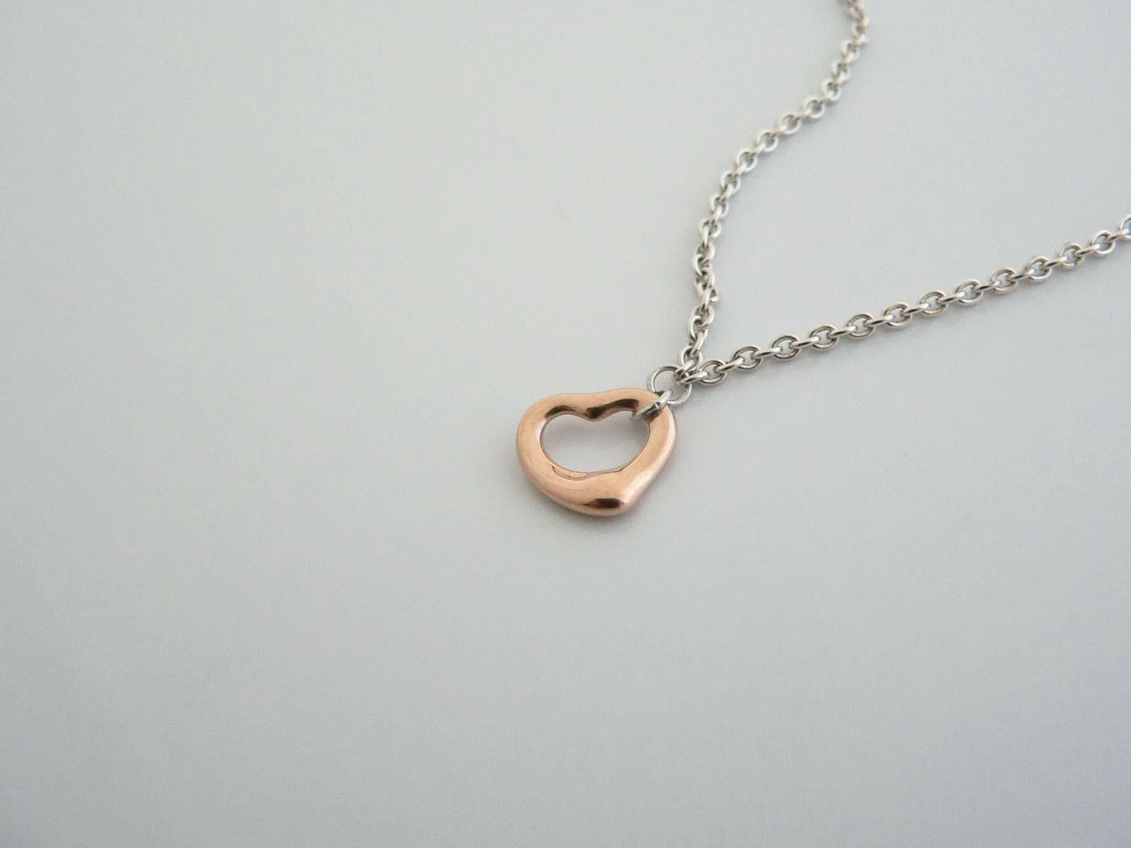 Tiffany & Co Silver 18K Gold Peretti Open Heart Bracelet Bangle Gift Love