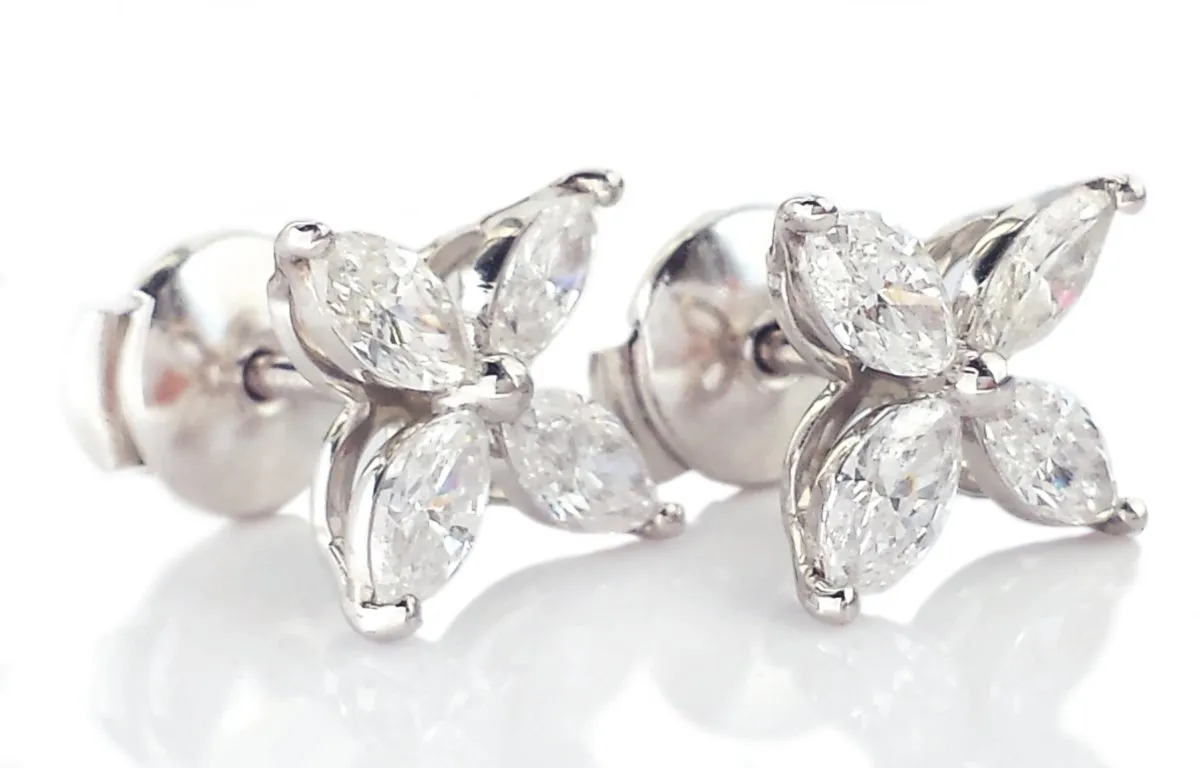 Tiffany & Co. Victoria Diamond Earrings  Large 1.62ct Marquise Cut