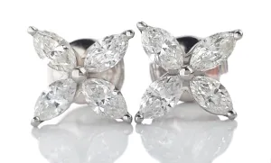 Tiffany & Co. Victoria Diamond Earrings  Large 1.62ct Marquise Cut
