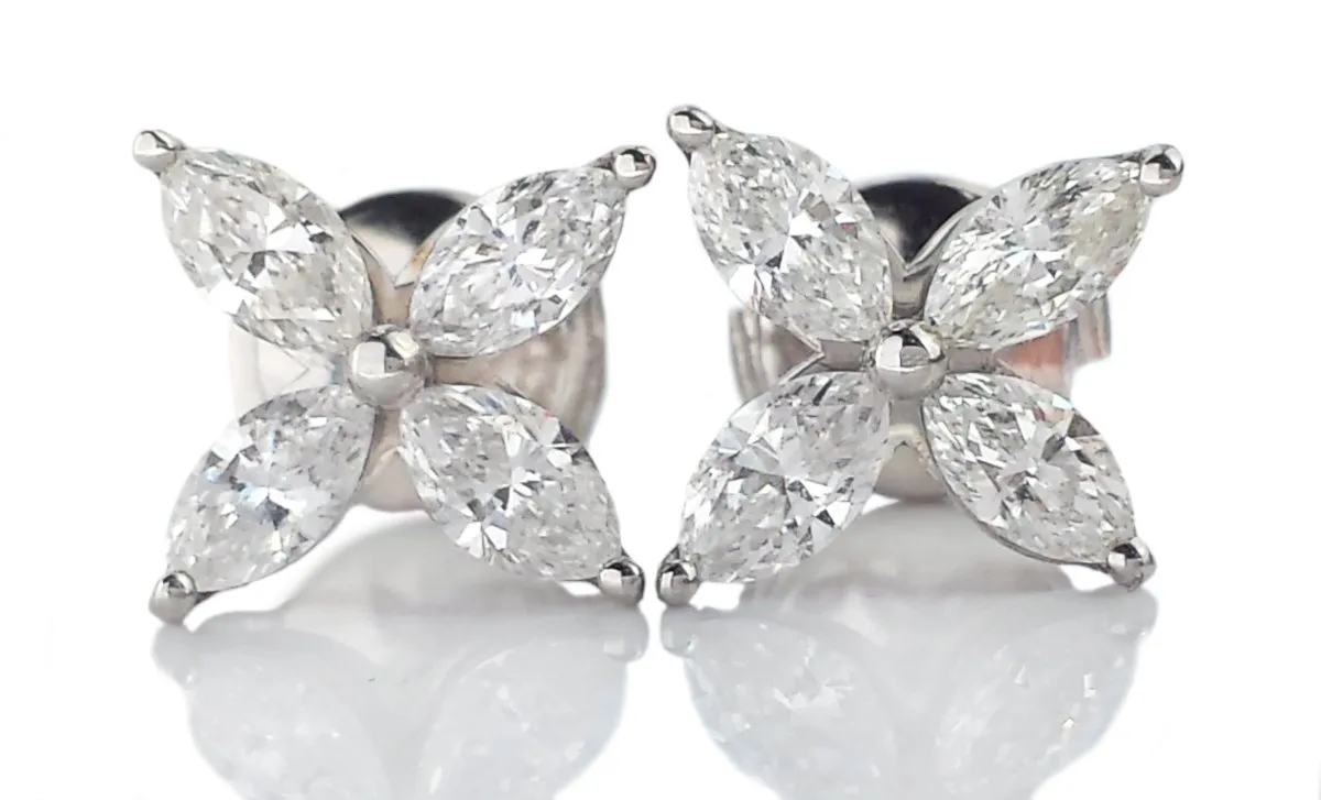 Tiffany & Co. Victoria Diamond Earrings  Large 1.62ct Marquise Cut