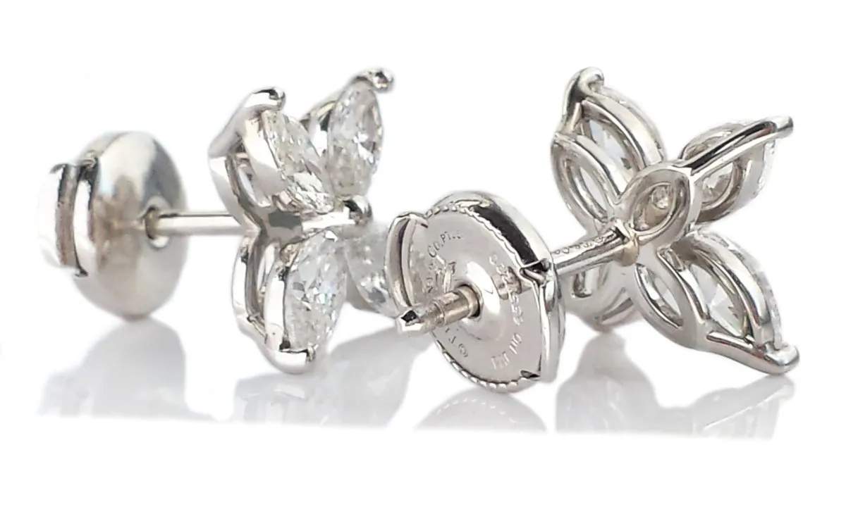 Tiffany & Co. Victoria Diamond Earrings  Large 1.62ct Marquise Cut