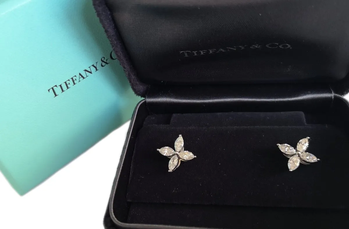Tiffany & Co. Victoria Diamond Earrings  Large 1.62ct Marquise Cut