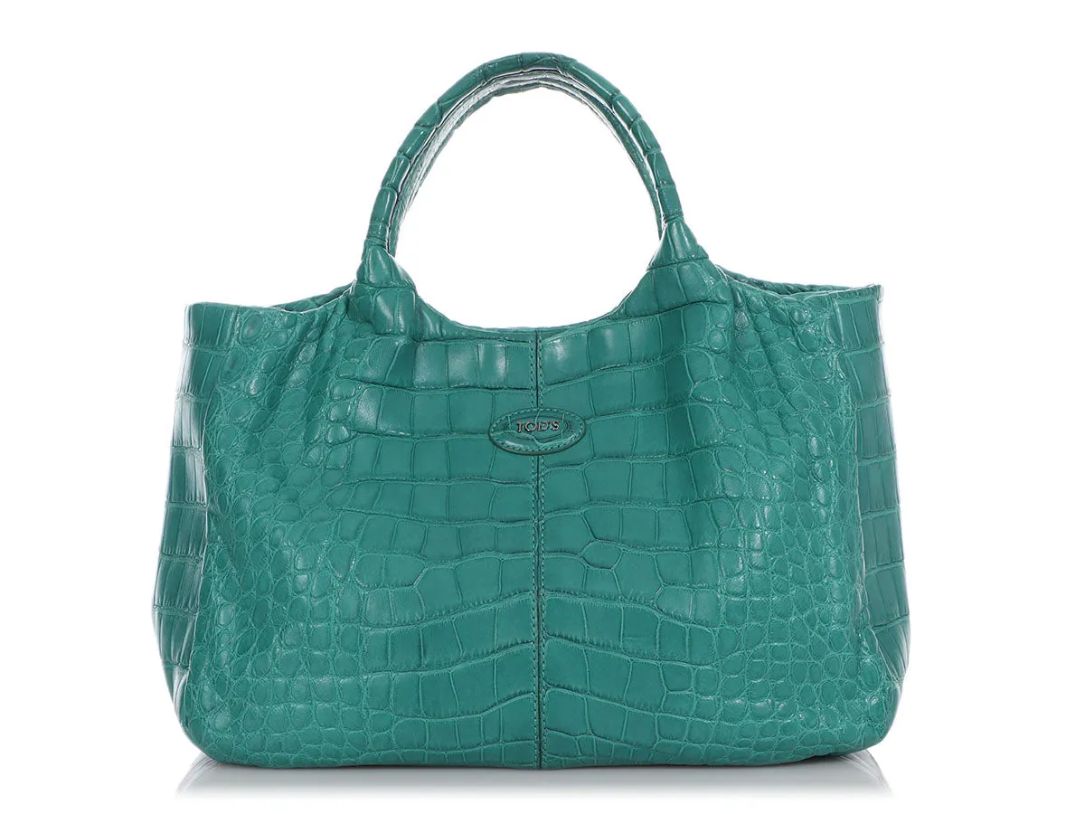 Tods Sirena Alligator Mini Shopping Tote