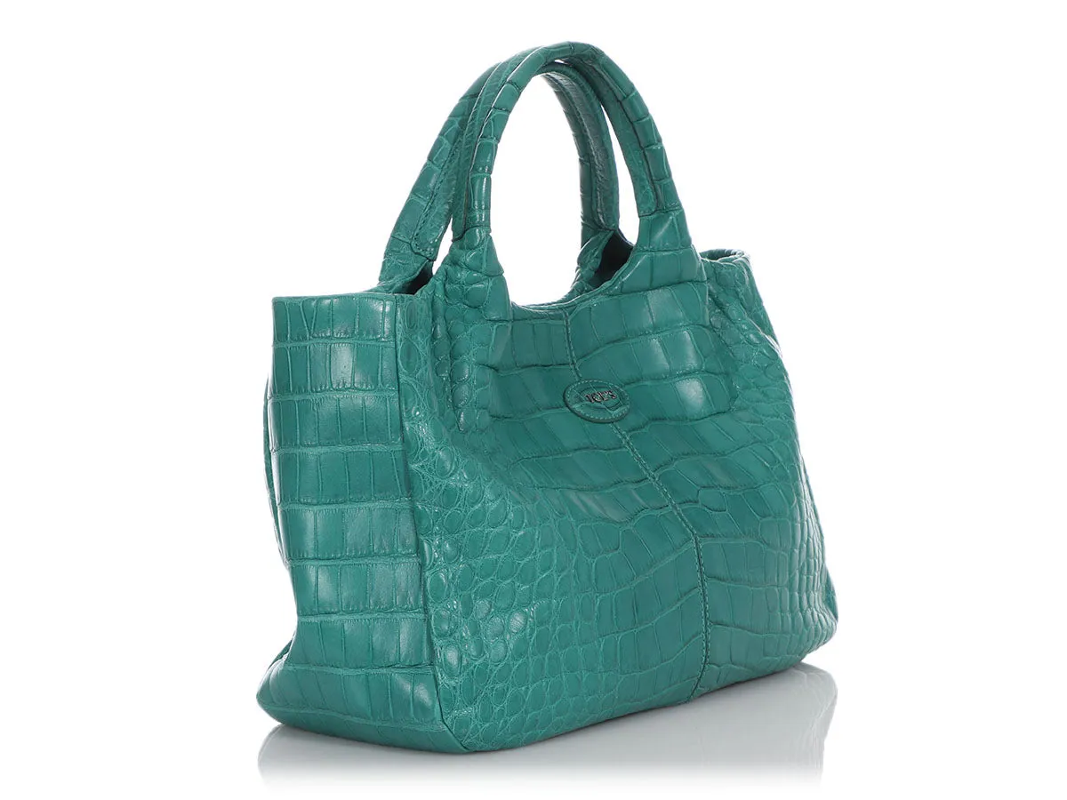 Tods Sirena Alligator Mini Shopping Tote