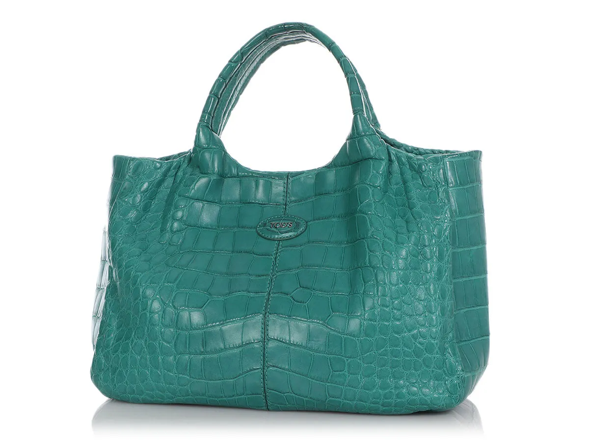 Tods Sirena Alligator Mini Shopping Tote