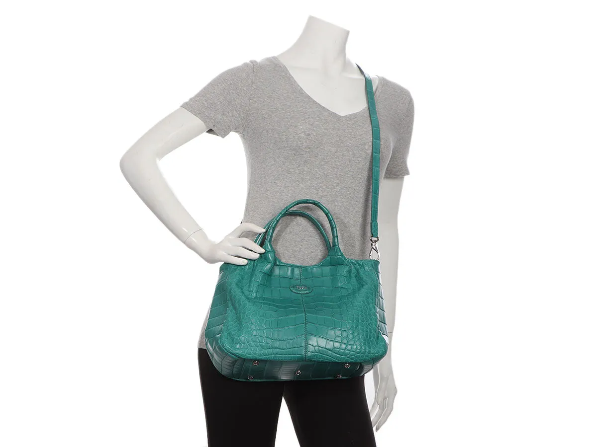 Tods Sirena Alligator Mini Shopping Tote