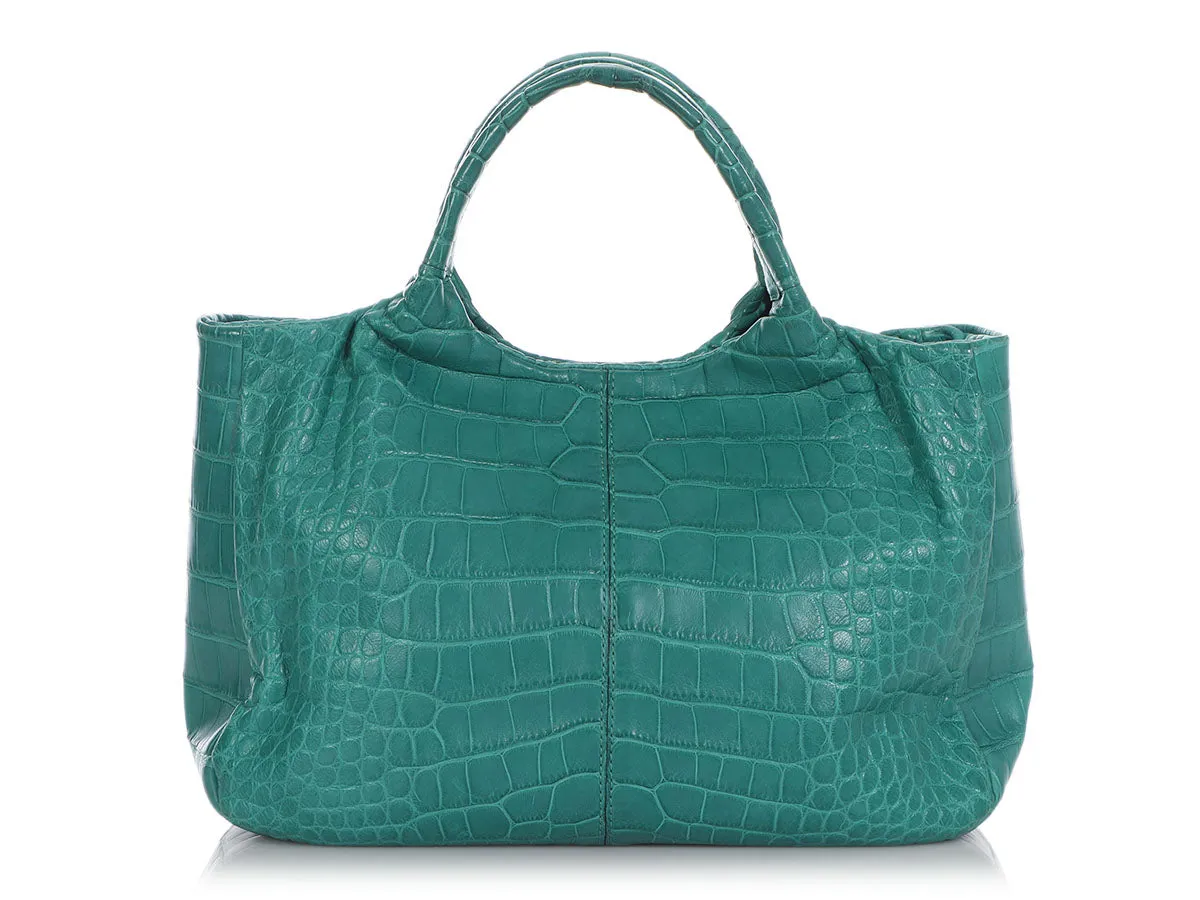 Tods Sirena Alligator Mini Shopping Tote