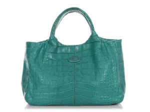 Tods Sirena Alligator Mini Shopping Tote