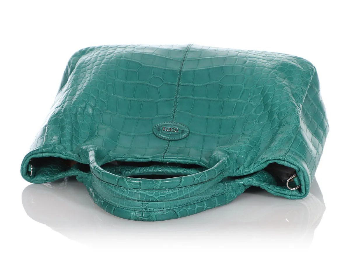 Tods Sirena Alligator Mini Shopping Tote